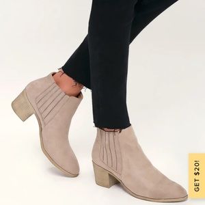 Lulus Shasta Taupe Suede Ankle Booties